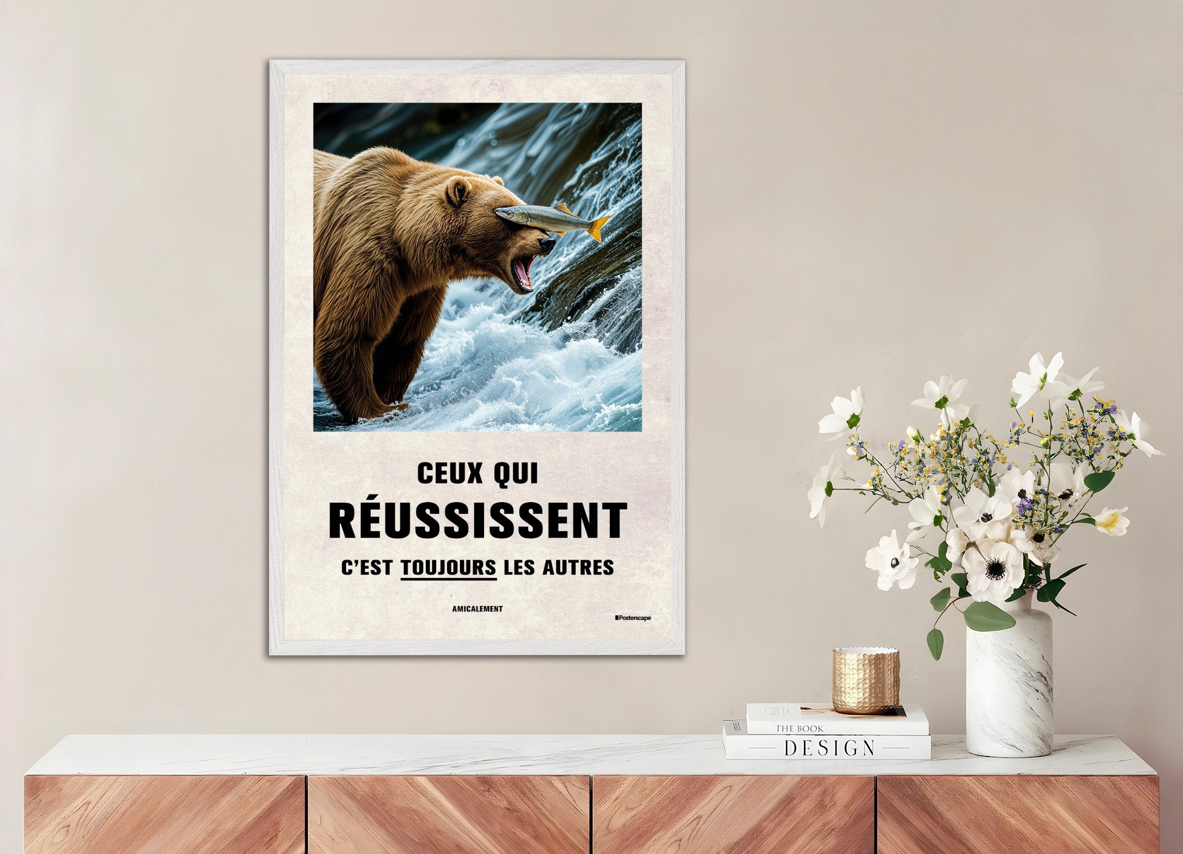 Poster of Success - Demotivational Poster, with white wooden frame