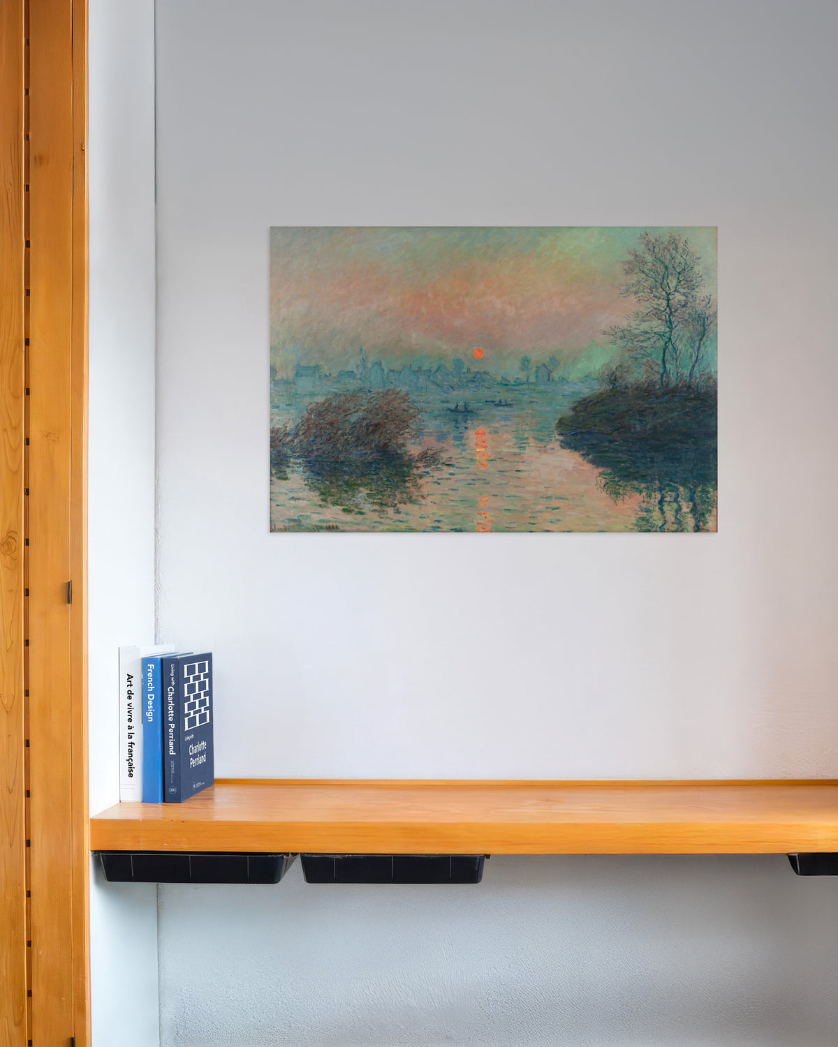 Affiche Soleil couchant sur la Seine à Lavacourt, effet d'hiver (1880) de Claude Monet