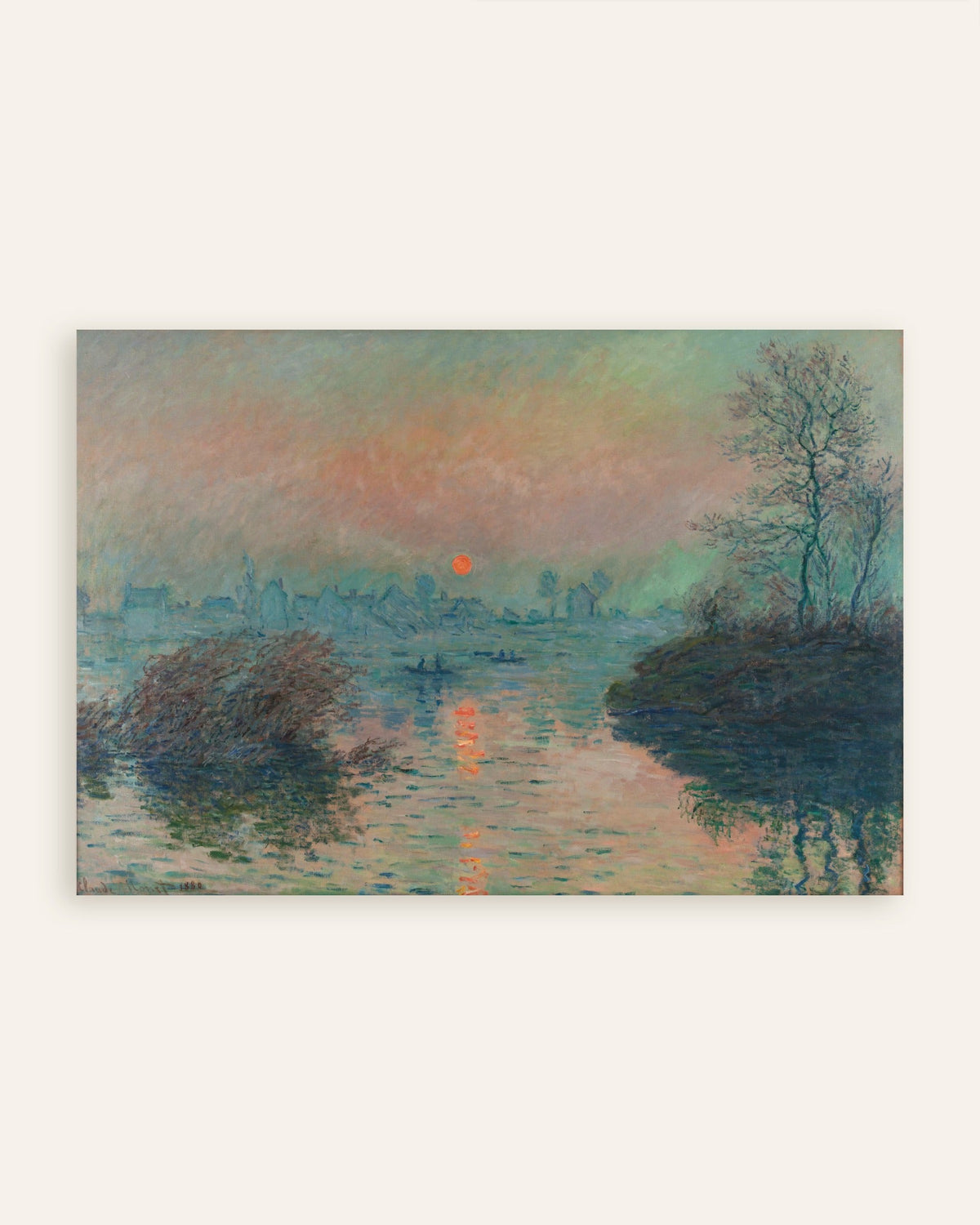 Affiche Soleil couchant sur la Seine à Lavacourt, effet d'hiver (1880) de Claude Monet, miniature