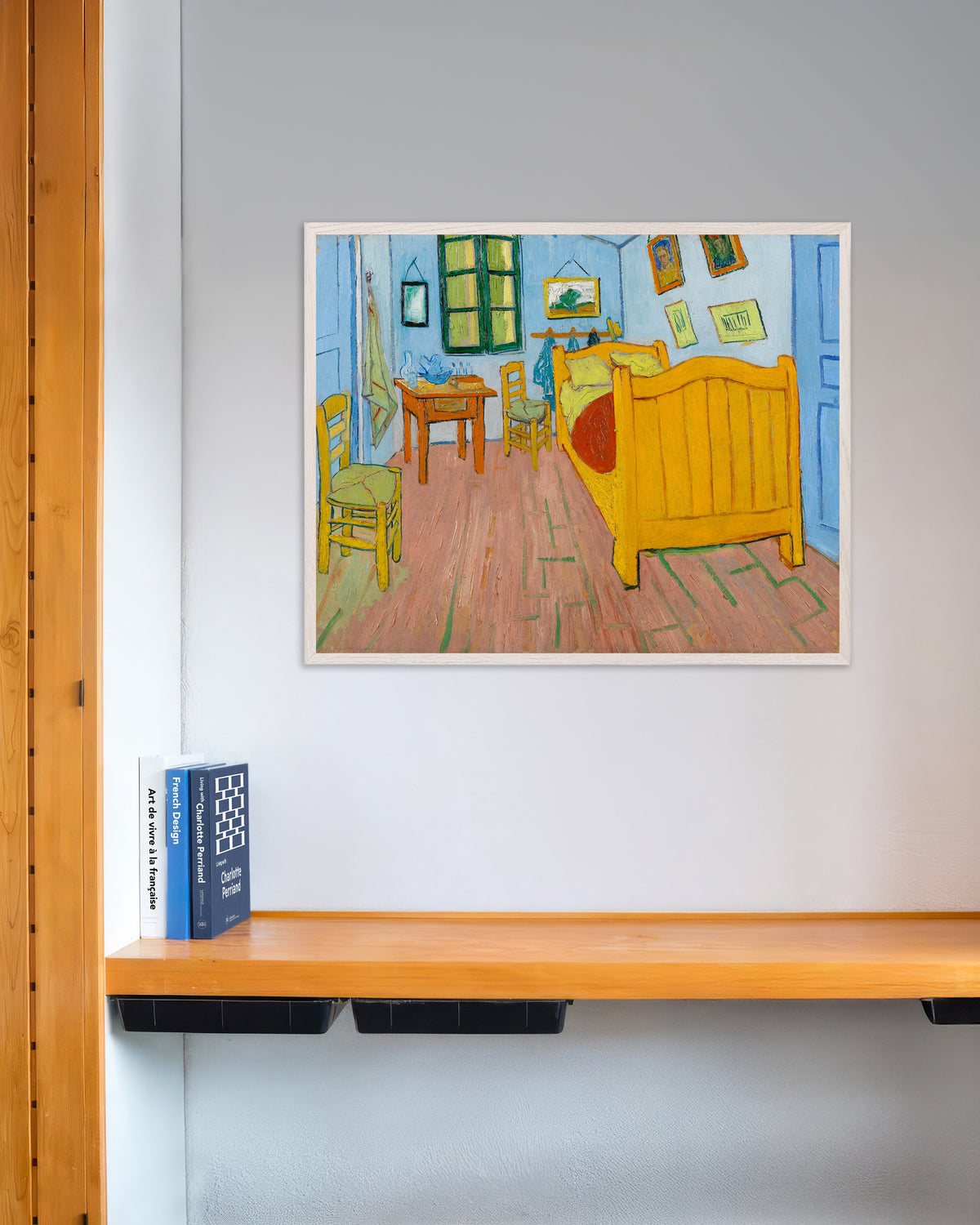 Poster de La Chambre (1888) de Vincent van Gogh, avec cadre en bois blanc