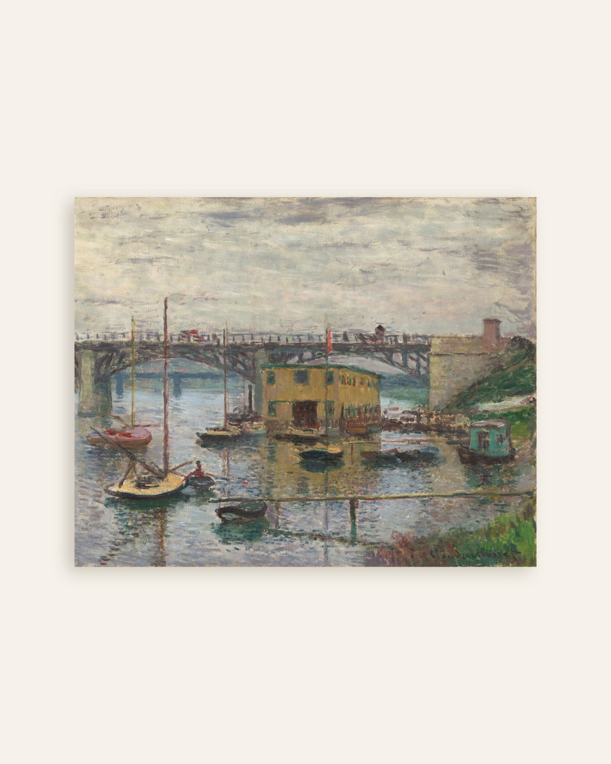 Poster Die Brücke von Argenteuil an einem grauen Tag (um 1876) von Claude Monet, Vorschaubild