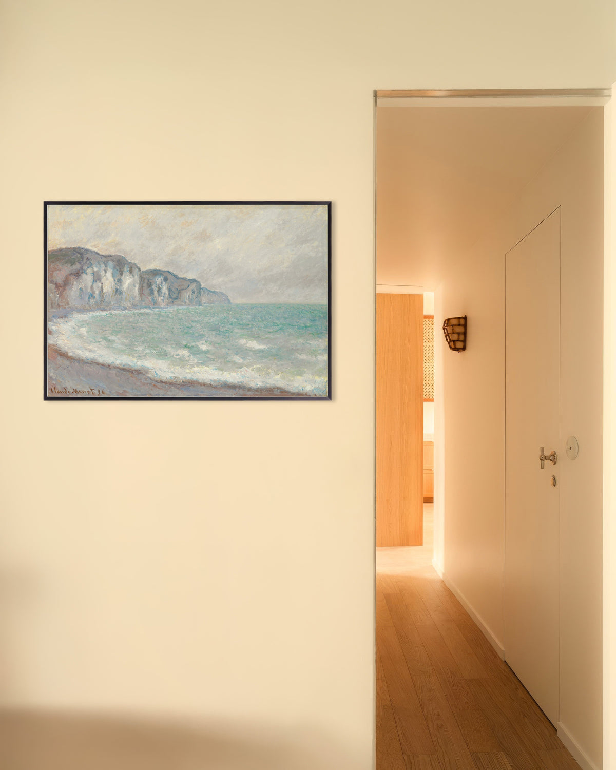 Poster La scogliera di Pourville (1896) di Claude Monet con cornice in metallo