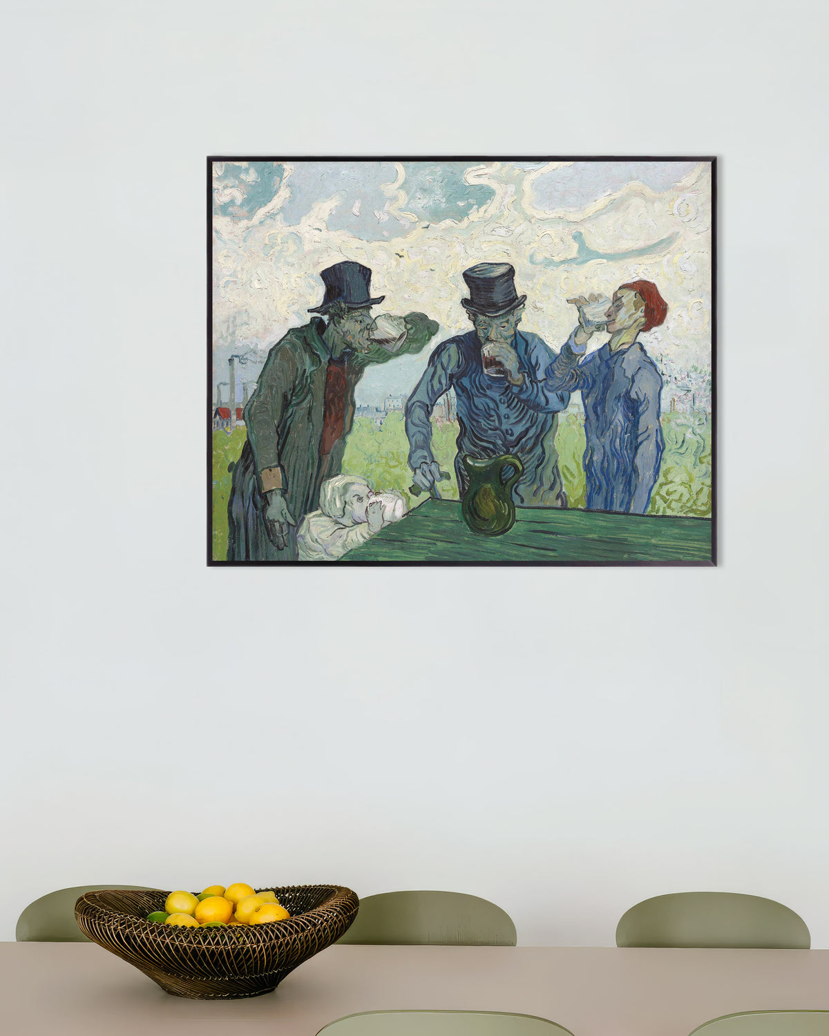 Poster di I bevitori, da Daumier (1890) di Vincent van Gogh, con cornice in metallo