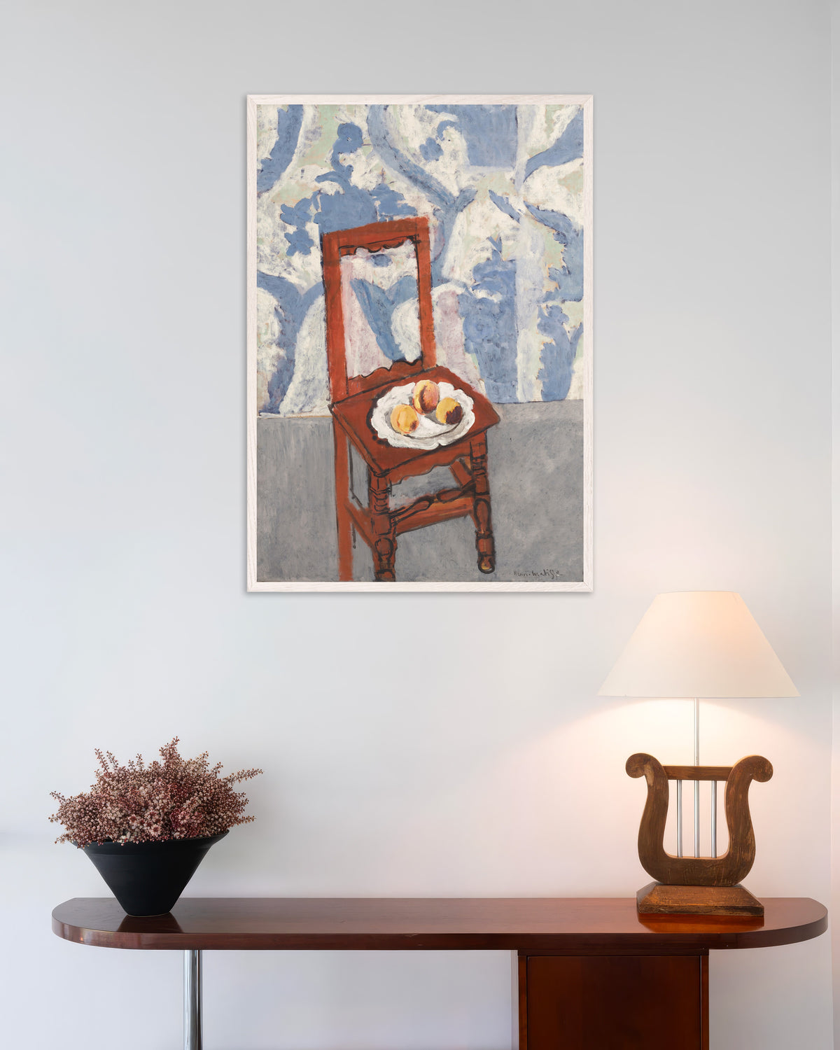 Poster de La Chaise lorraine (1919) de Henri Matisse, avec un cadre en bois blanc