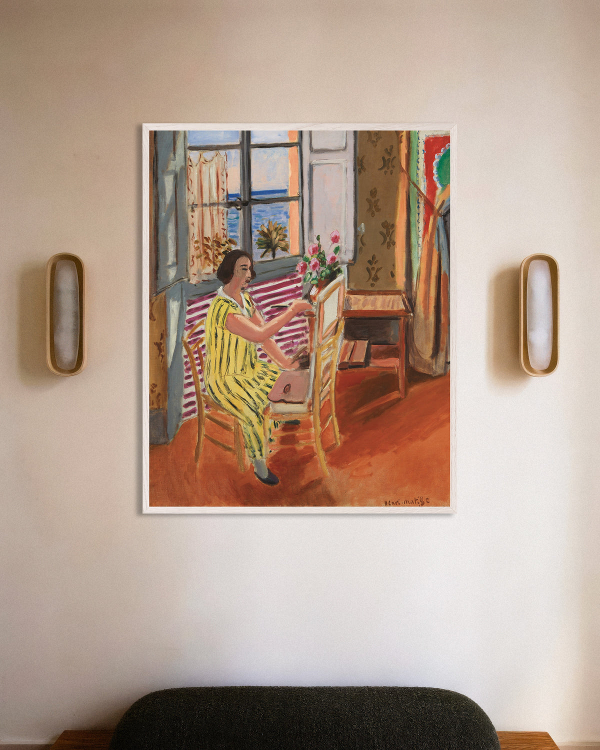 Poster Die Morgensitzung (1924) von Henri Matisse, mit weißem Holzrahmen