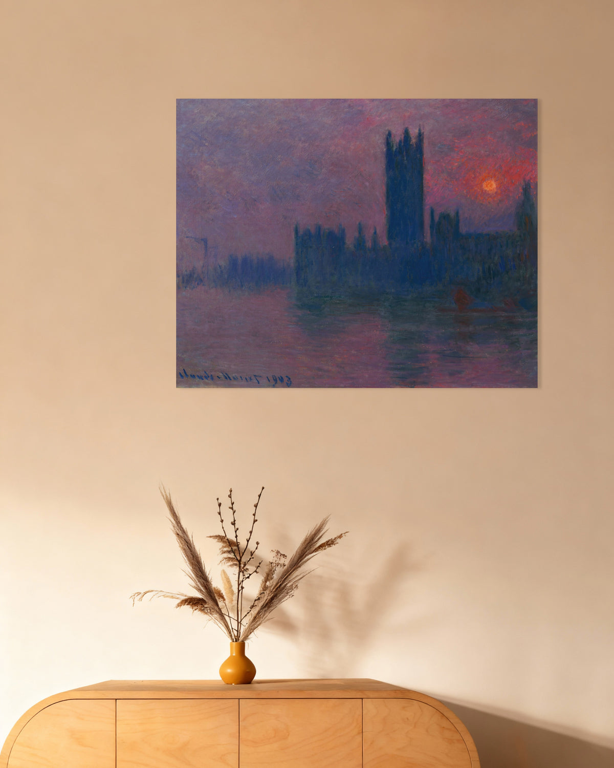 Poster Il Parlamento, sole al tramonto (1900–1903) di Claude Monet