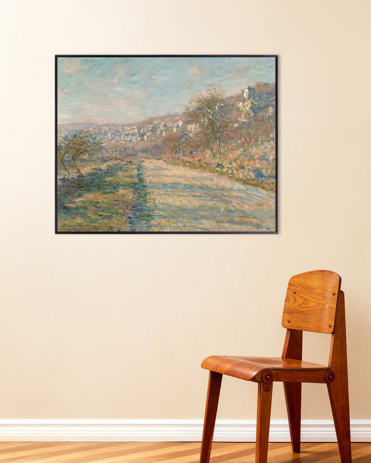 Poster La strada per La Roche-Guyon (1880) di Claude Monet con cornice in metallo