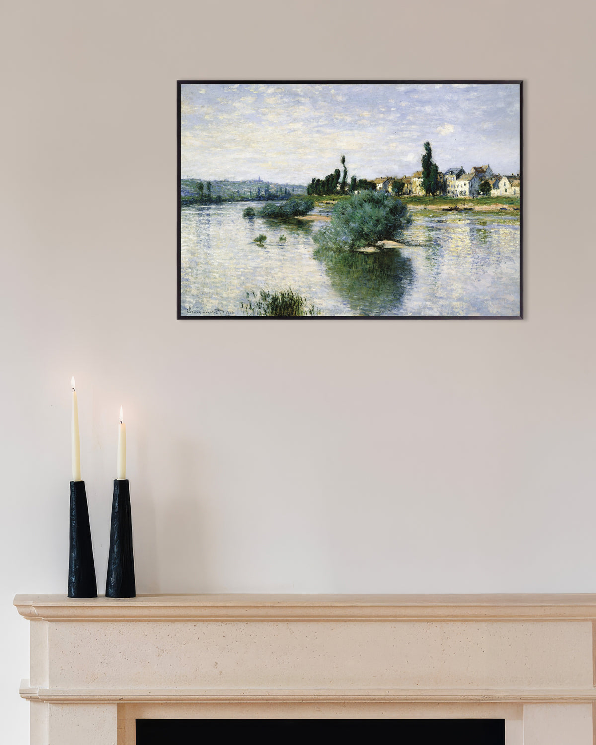 Affiche La Seine à Lavacourt (1880) de Claude Monet, avec un cadre en métal