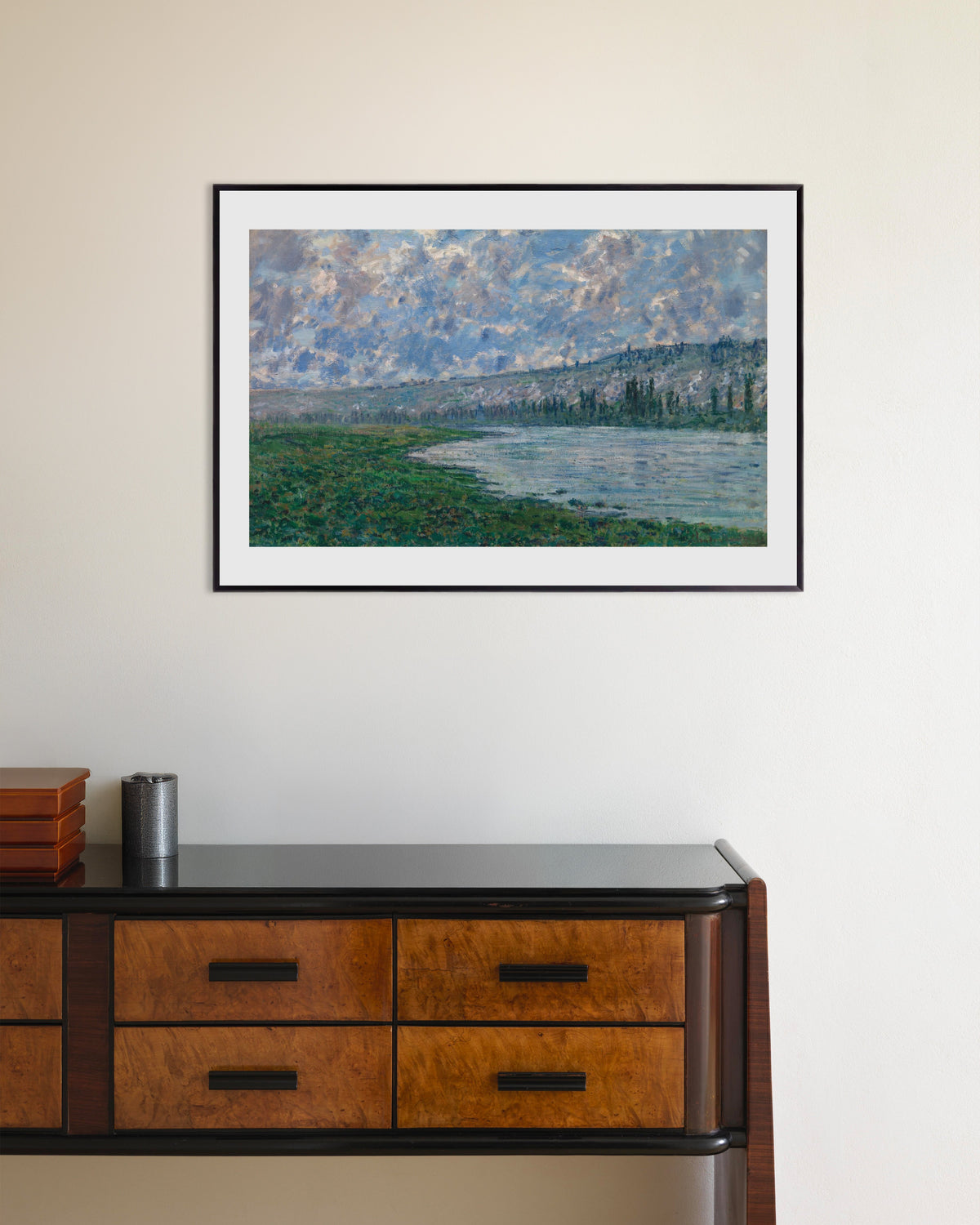 Poster La Senna a Vétheuil (1880) di Claude Monet con cornice in metallo