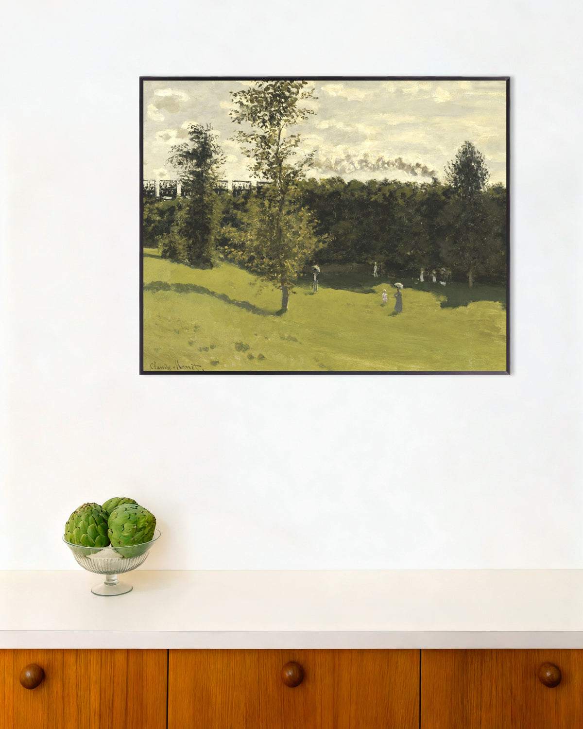 Affiche Train dans la campagne (vers 1870) de Claude Monet, avec un cadre en métal