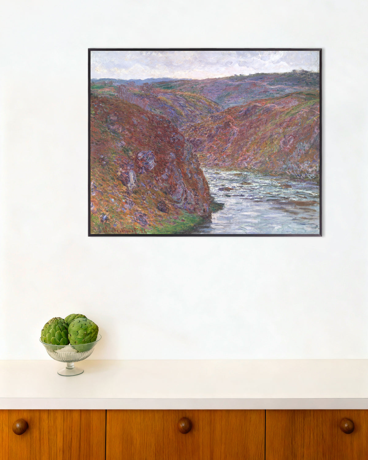 Poster La valle della Creuse, giornata grigia (1889) di Claude Monet con cornice in metallo