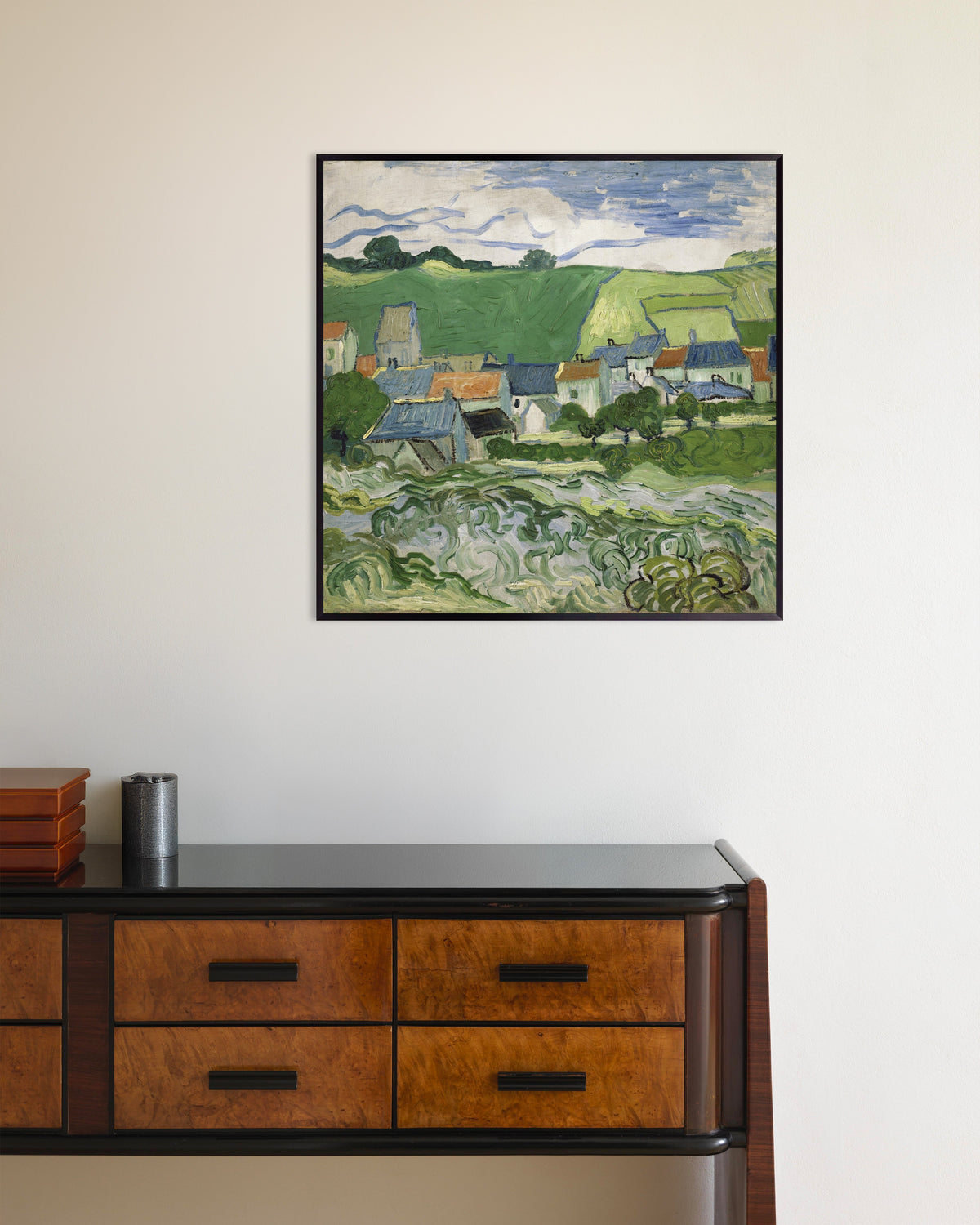 Poster de Vue d’Auvers (1890) de Vincent van Gogh, avec un cadre en métal