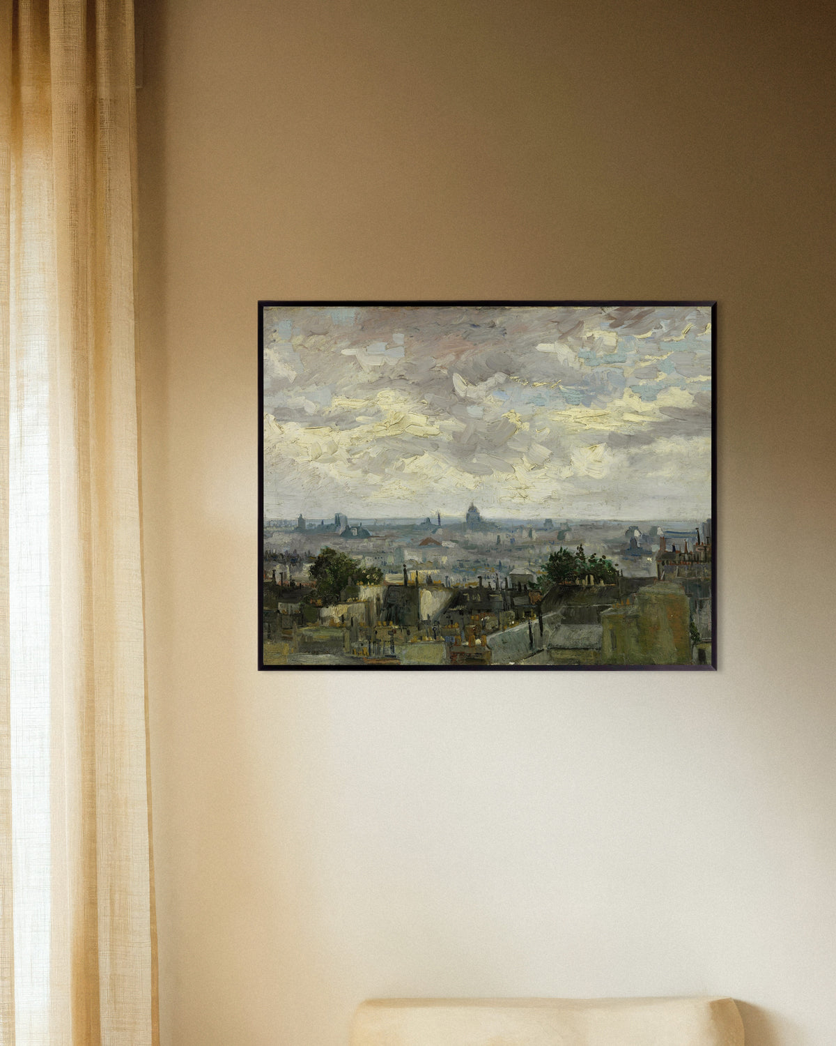Poster Vue de Paris (1886) de Vincent van Gogh, avec un cadre en métal