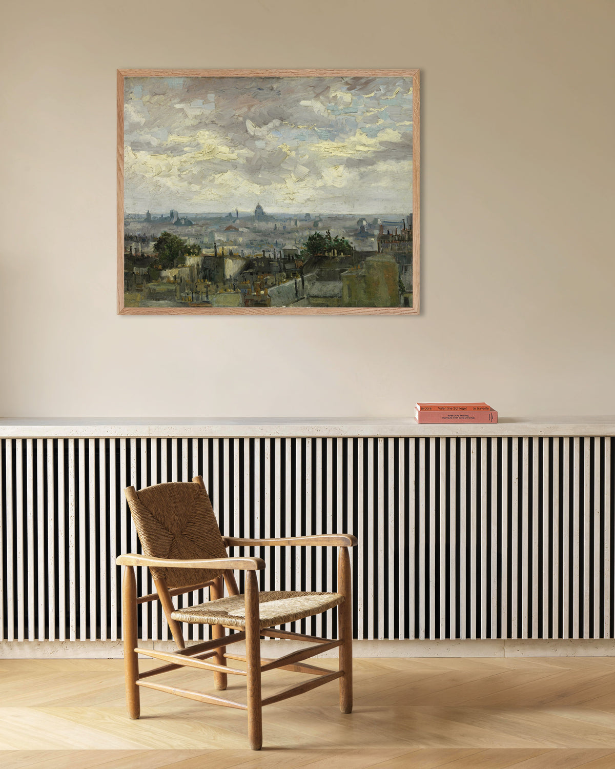 Poster Vue de Paris (1886) de Vincent van Gogh, avec un cadre en bois naturel