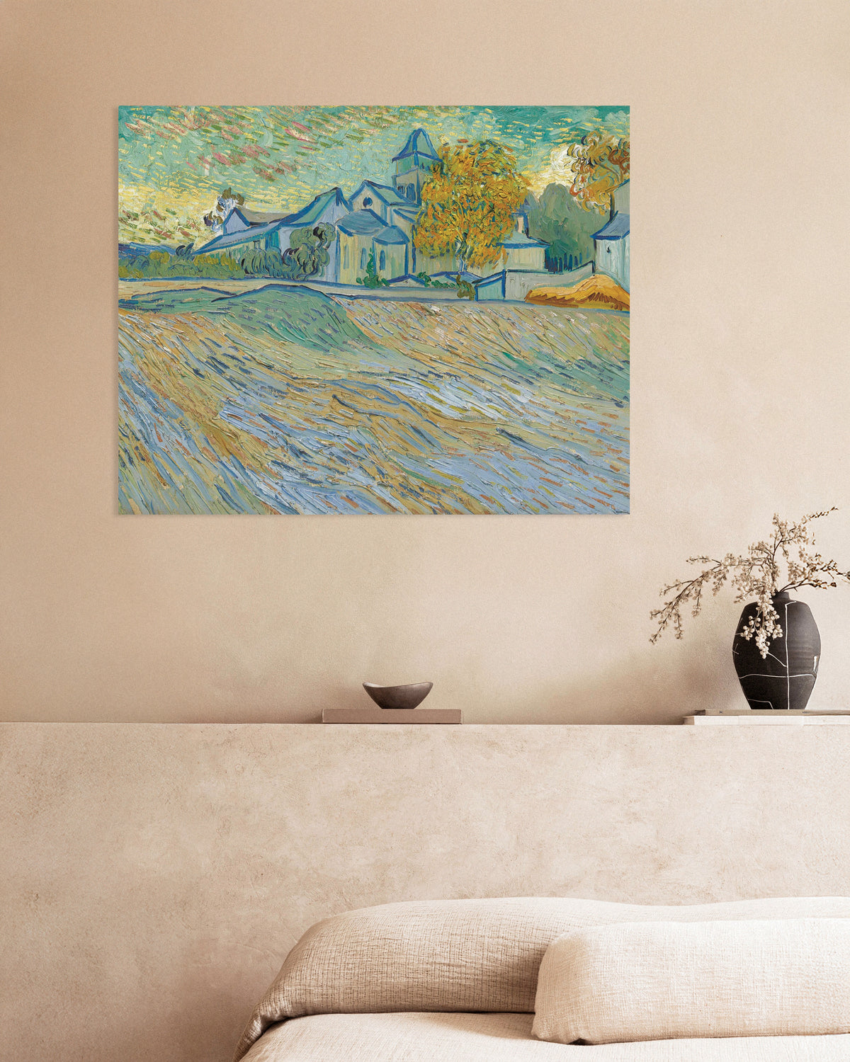 Poster de Vue de l’asile et de la chapelle de Saint-Rémy (1889) par Vincent van Gogh