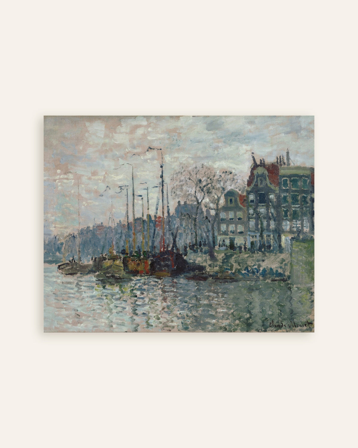 Poster Blick auf die Prins Hendrikkade und den Kromme Waal in Amsterdam (1874) von Claude Monet, Vorschaubild