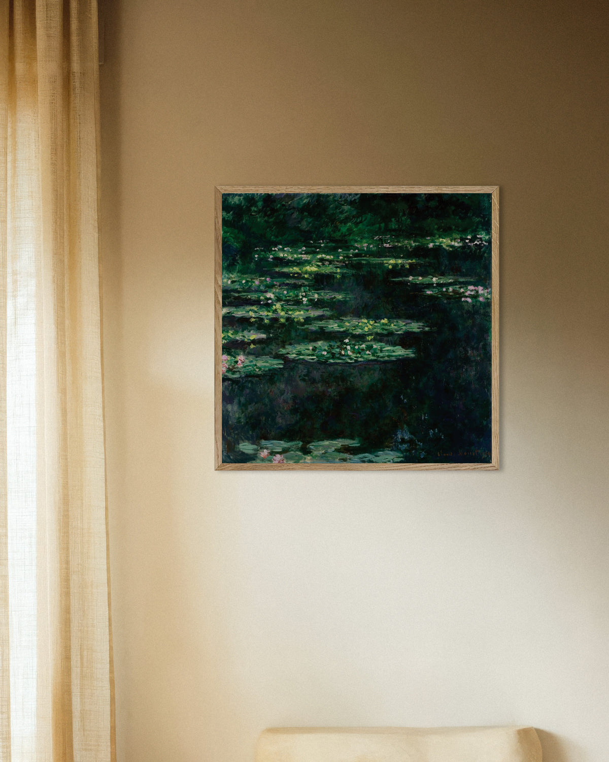 Poster Ninfee (1904) di Claude Monet con cornice in legno naturale