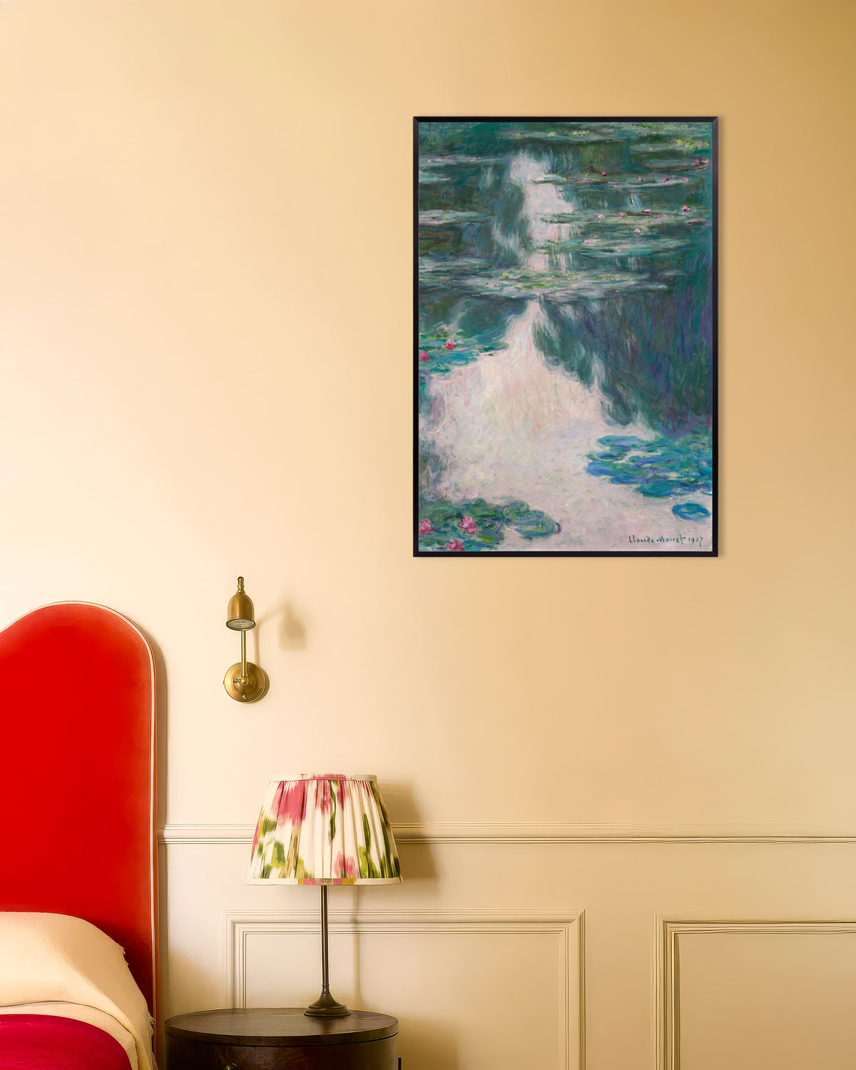 Affiche Nymphéas, temps gris (1907) de Claude Monet, avec un cadre en métal