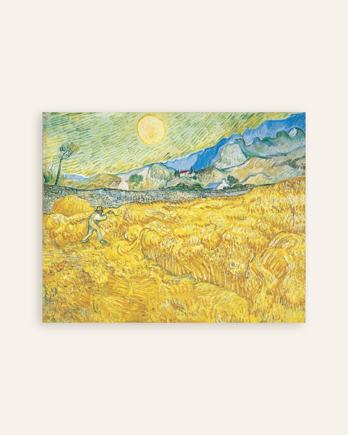 Poster mit Weizenfeld hinter dem Krankenhaus Saint-Paul mit einem Schnitter (1889) von Vincent van Gogh, Vorschaubild