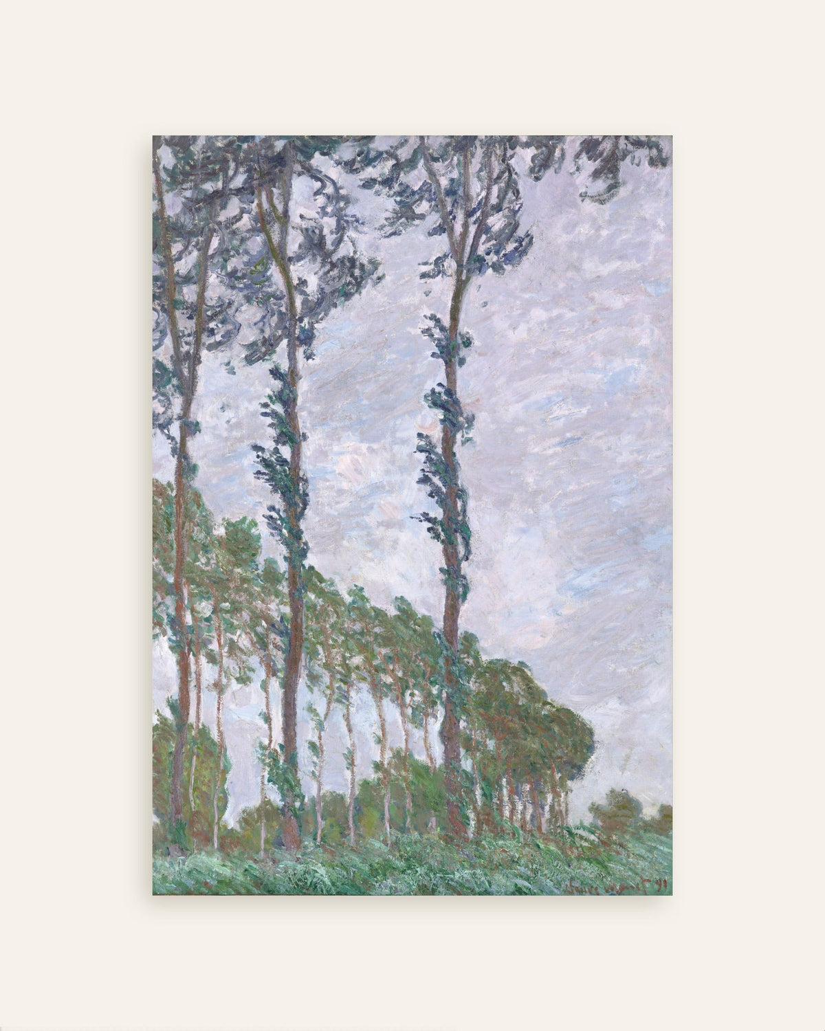 Poster I pioppi, effetto di vento (1891) di Claude Monet, miniatura