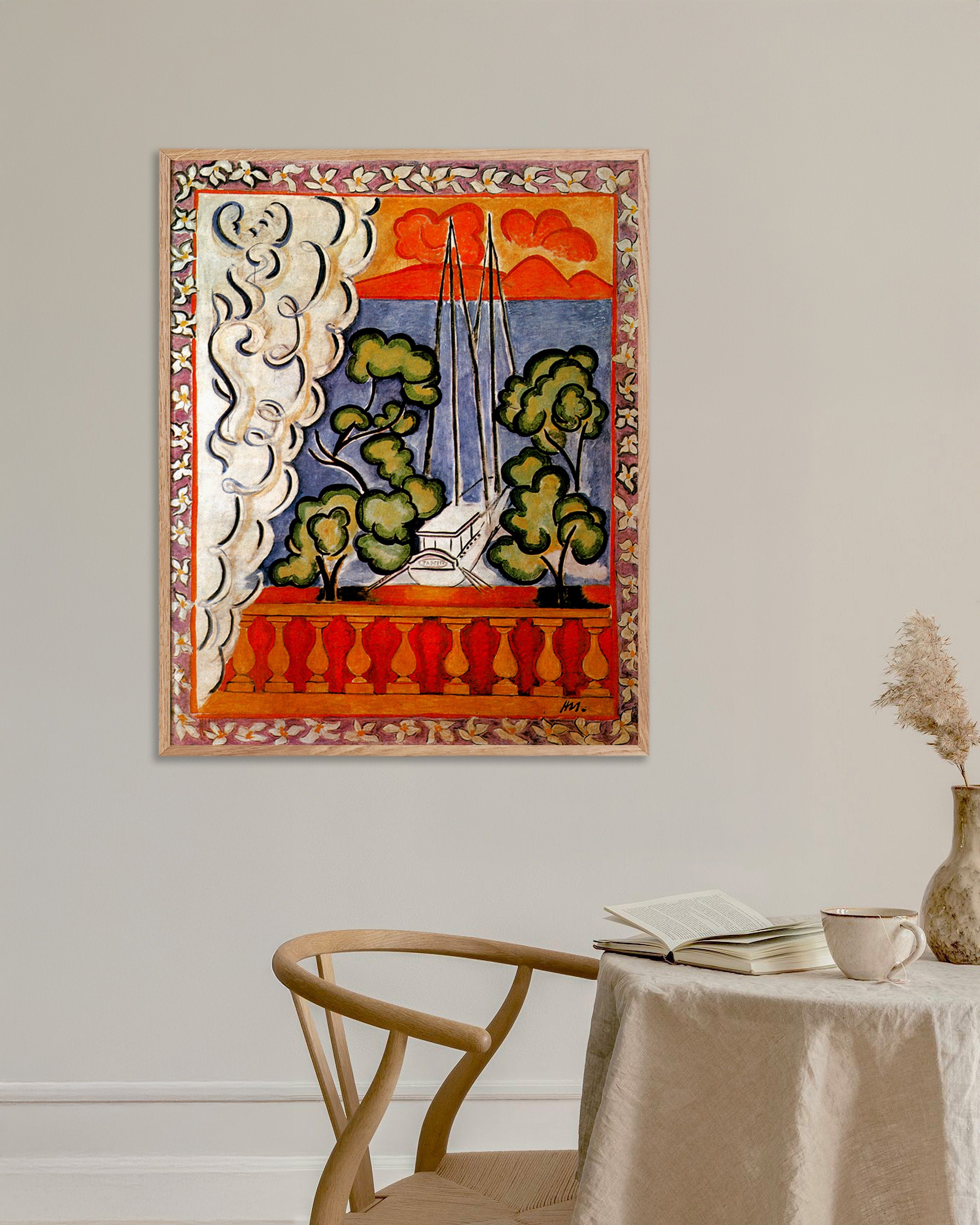 Poster of Window in Tahiti (1935) by Henri Matisse, with natural wooden frame