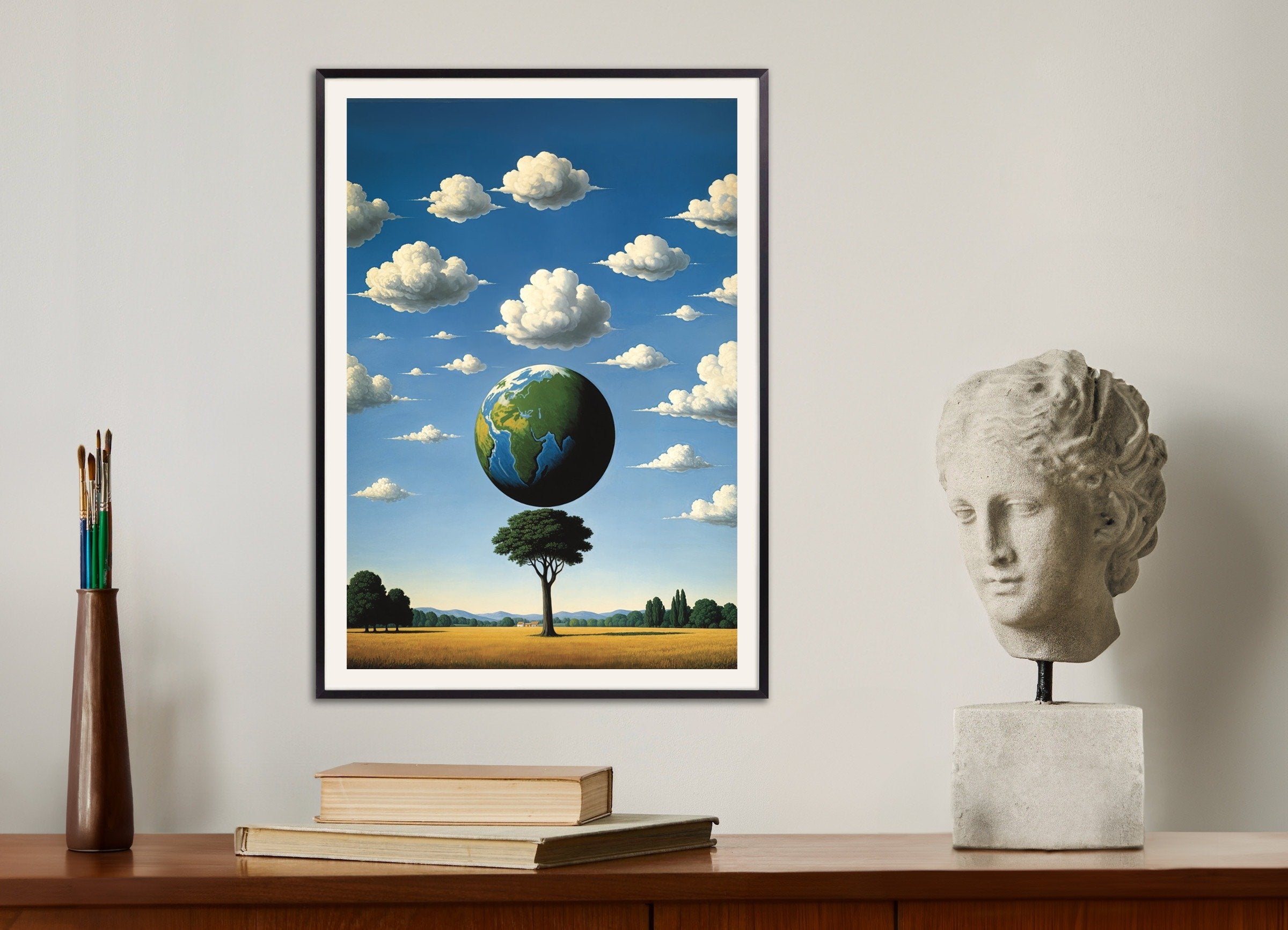 Poster of World tree – surreal Belgian poster, with metal frame