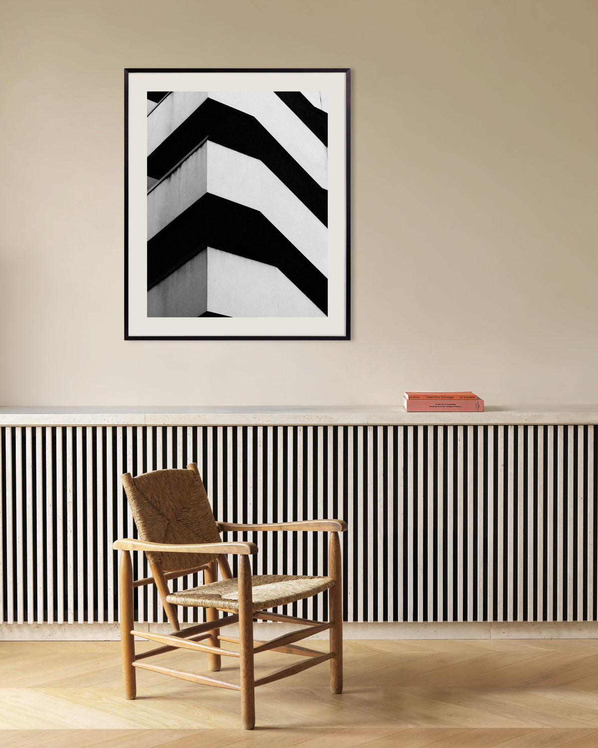 Poster «Balconi in cemento a zigzag», con cornice in metallo